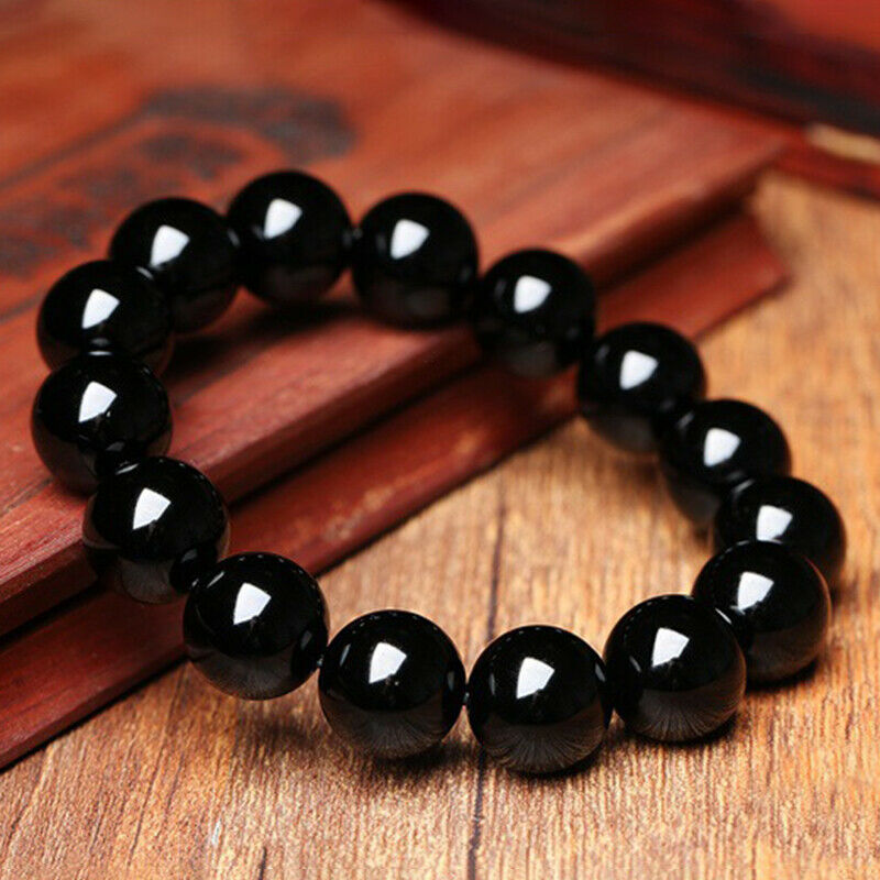 Lymphatic Drainage Black Obsidian Bracelet Prayer Blessing Blackstone Jewelry^US
