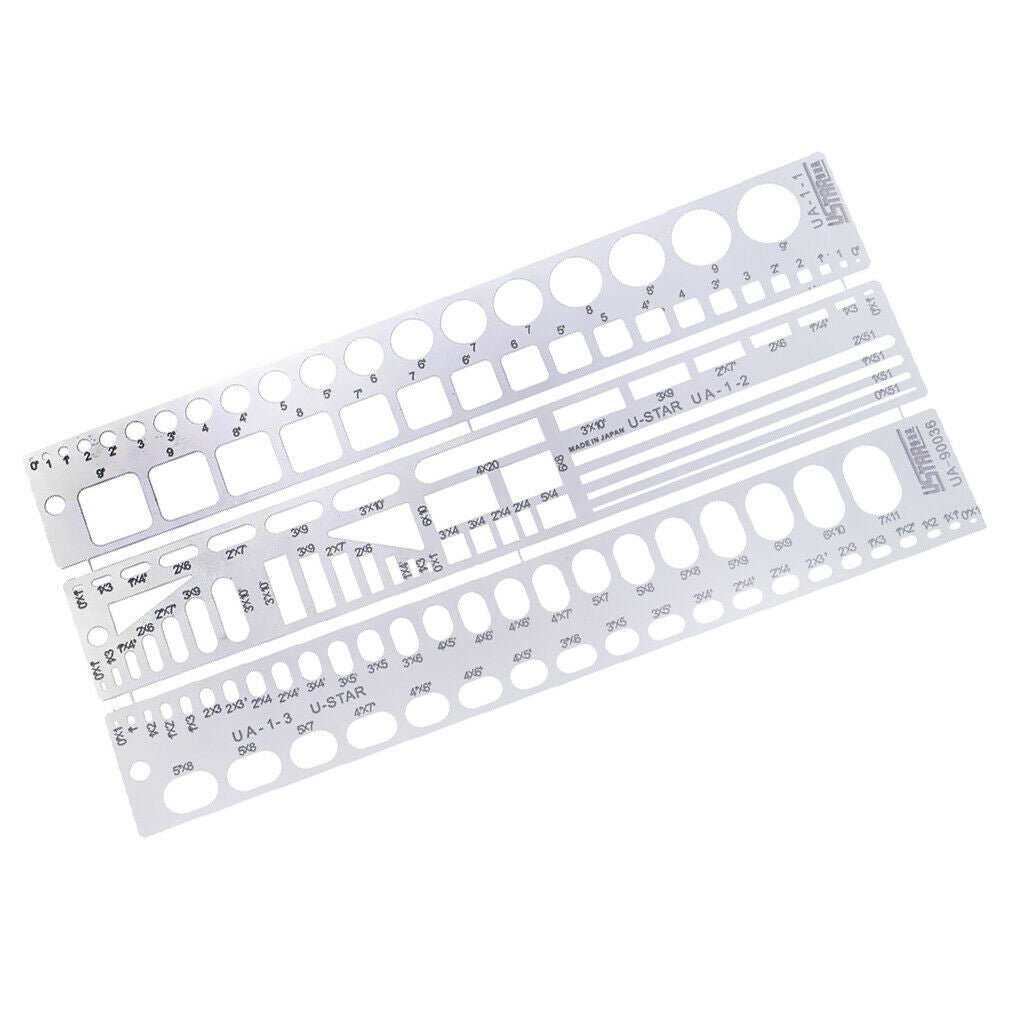 13.2cm Metal Hollow Out Modeling Engraved Scribe Line Aircraft Tools Ruler Kit