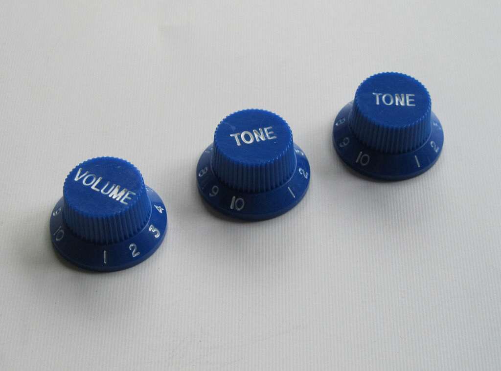 Blue w/ White ST Strat Guitar Knobs Volume Knob Tone Knobs fits Stratocaster