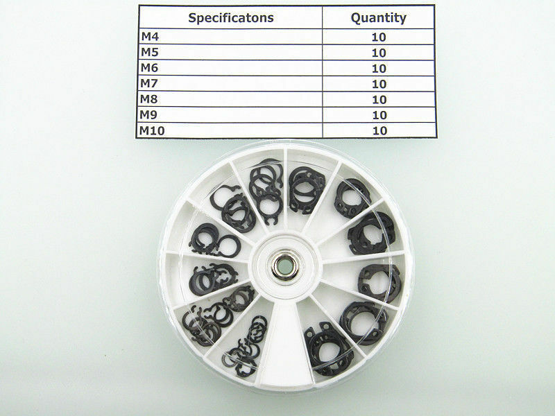 M4-M10 External Circlips E-Clip Assortment Kit 70 pcs