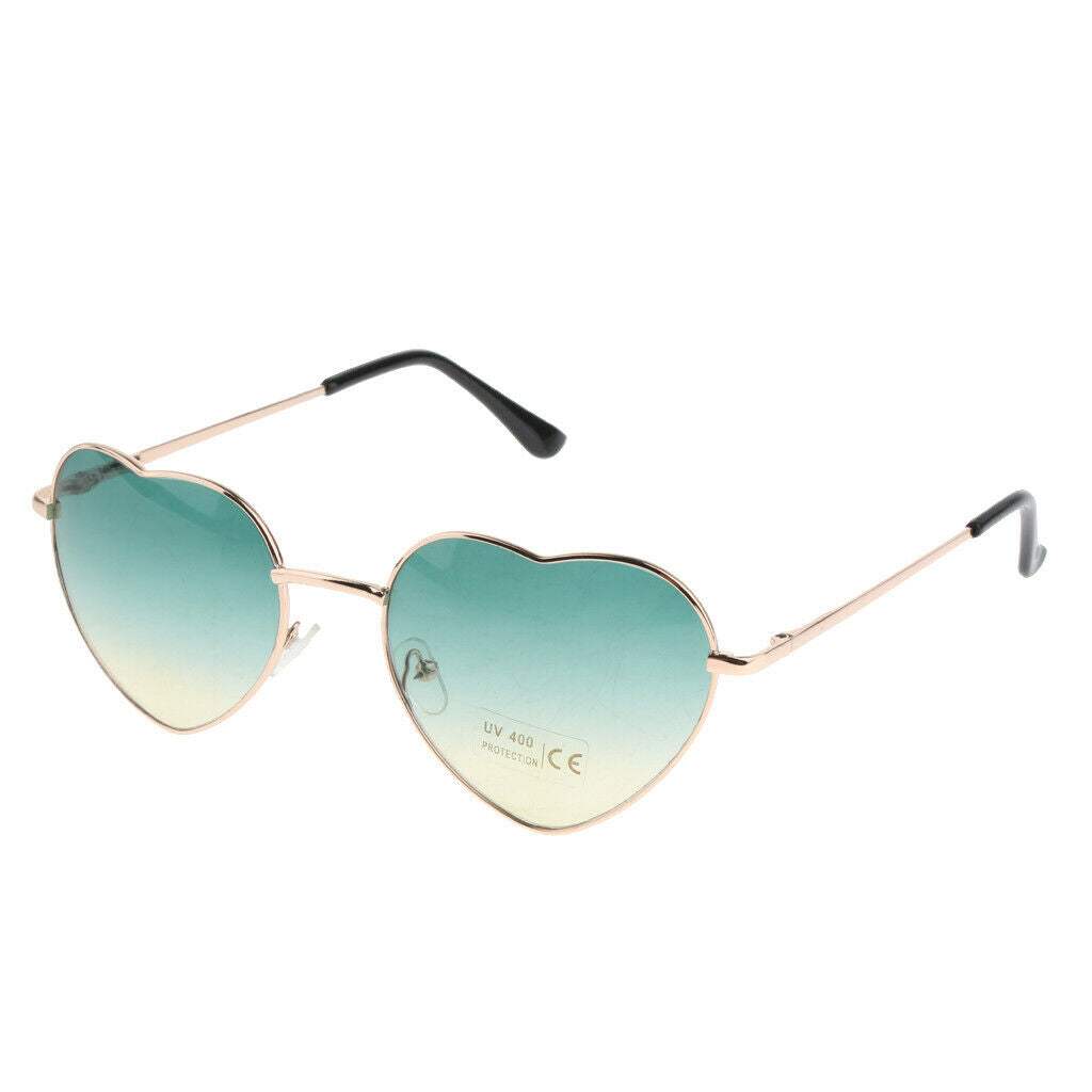 Metal Frame Heart Shaped Sunglasses Women Party Eyewear Eyeglasses Green