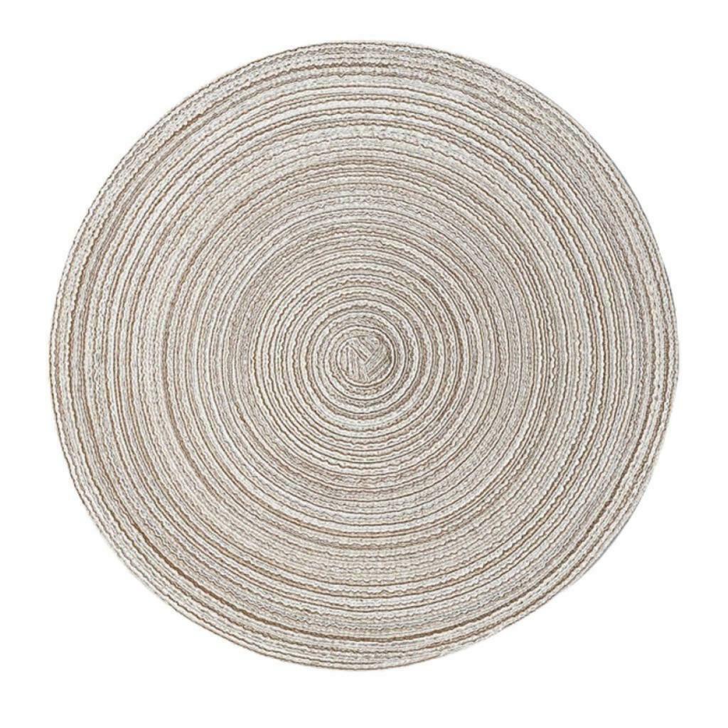 4PCS Round Braided Placemat Tablemat Bordered Table Mat for Kitchen Wedding