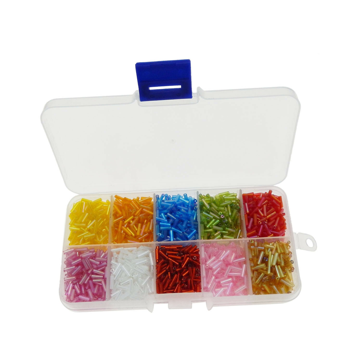 1 Box Approx 3000 pcs Glass Bugle Tube Beads DIY Jewelry Craft Accessories