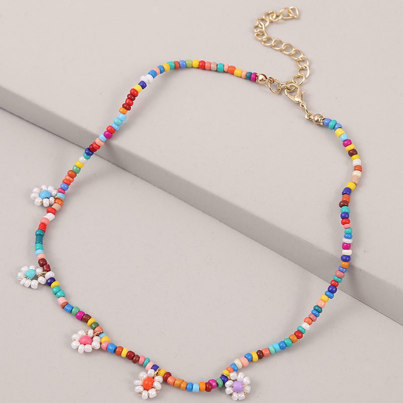 Womens Trendy Beads Flower Long Necklace Choker Chain Jewelry Accessory
