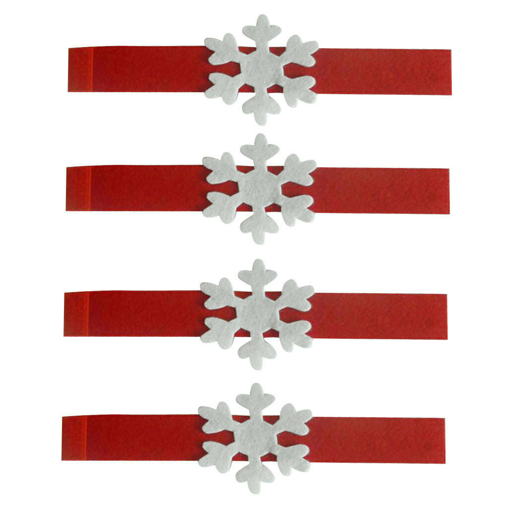 4pcs Tissue   Snowflake Napkin Buckle Home Hotel Wedding Xmas Decor Red