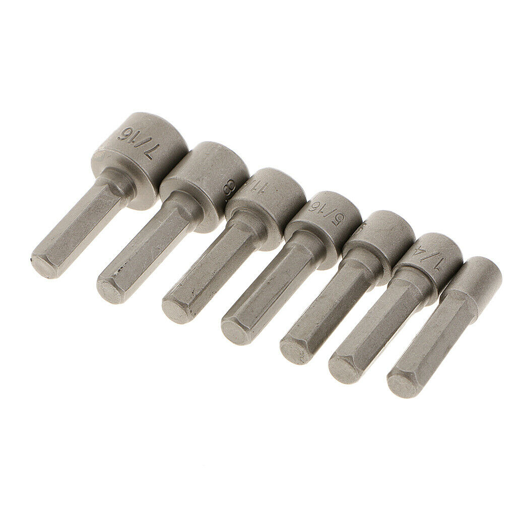 14 Power Nut Driver Drill Bit SAE Metric Socket Wrench Screw 1/4'' Hex Shank