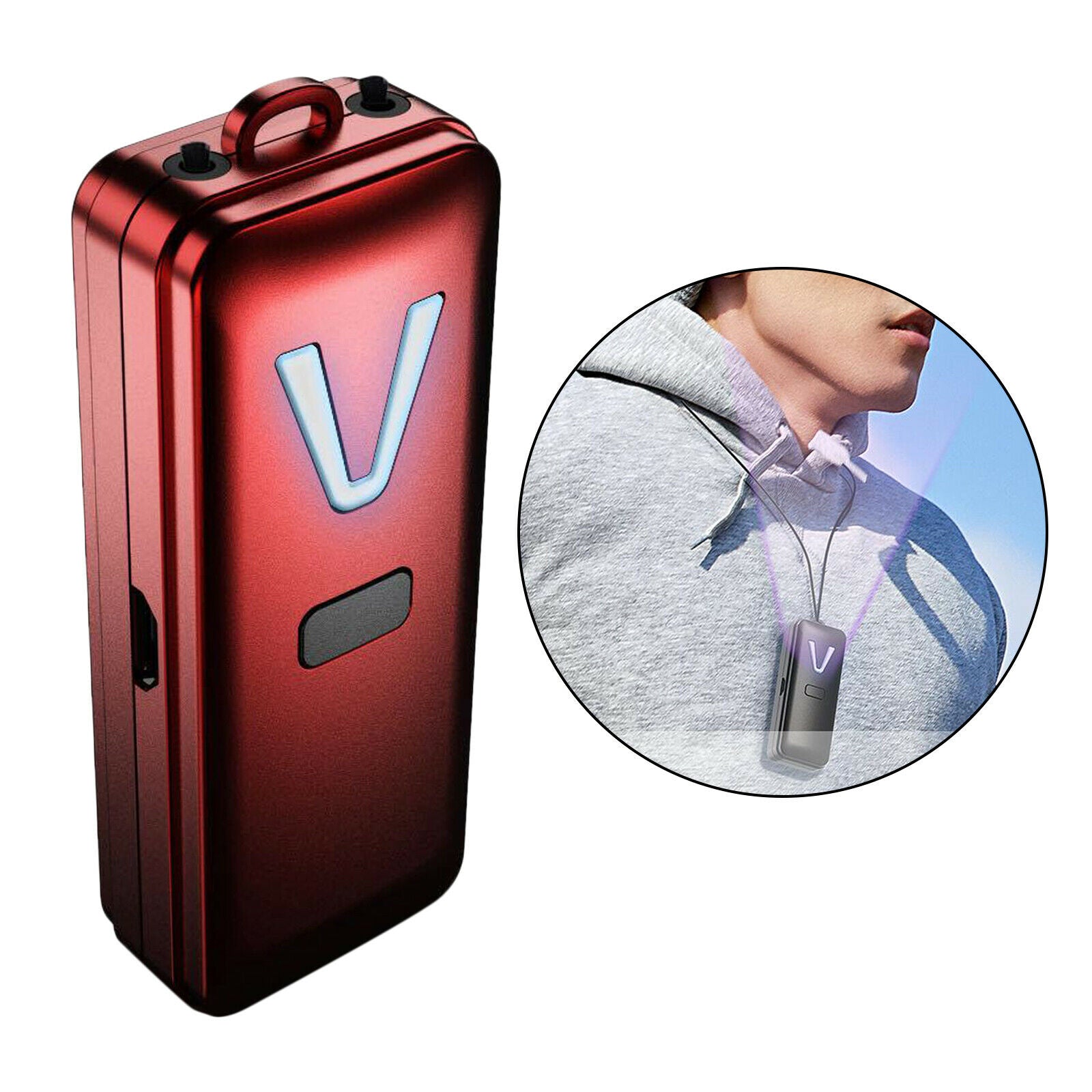 Air Purifier Cleaner Ion Generator Necklace Wearable Smoke Remover Red