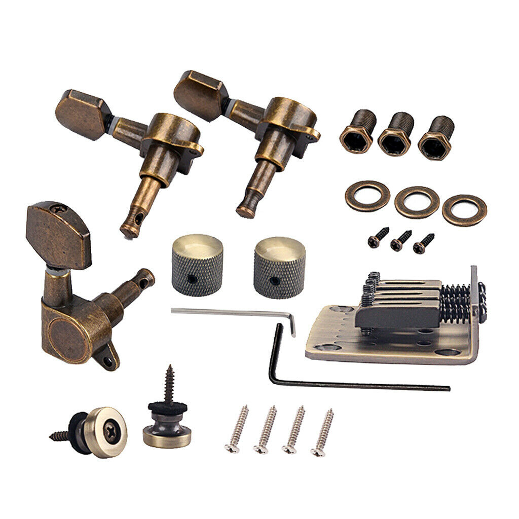 Exquisite Alloy 3 String Saddle Bridge Tailpiece Pack Bronze for Cigar Box