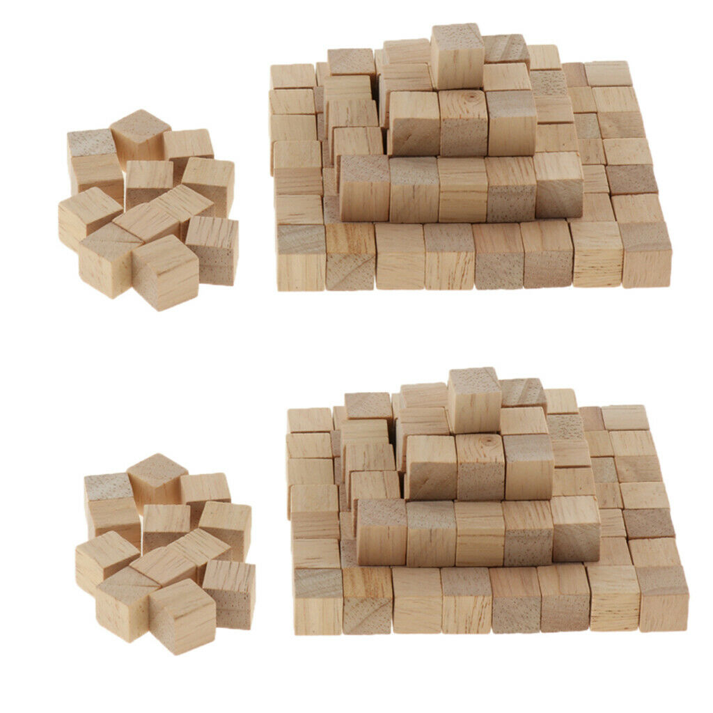 200 Pieces of Construction Wooden Natural Cubes Square Blocks