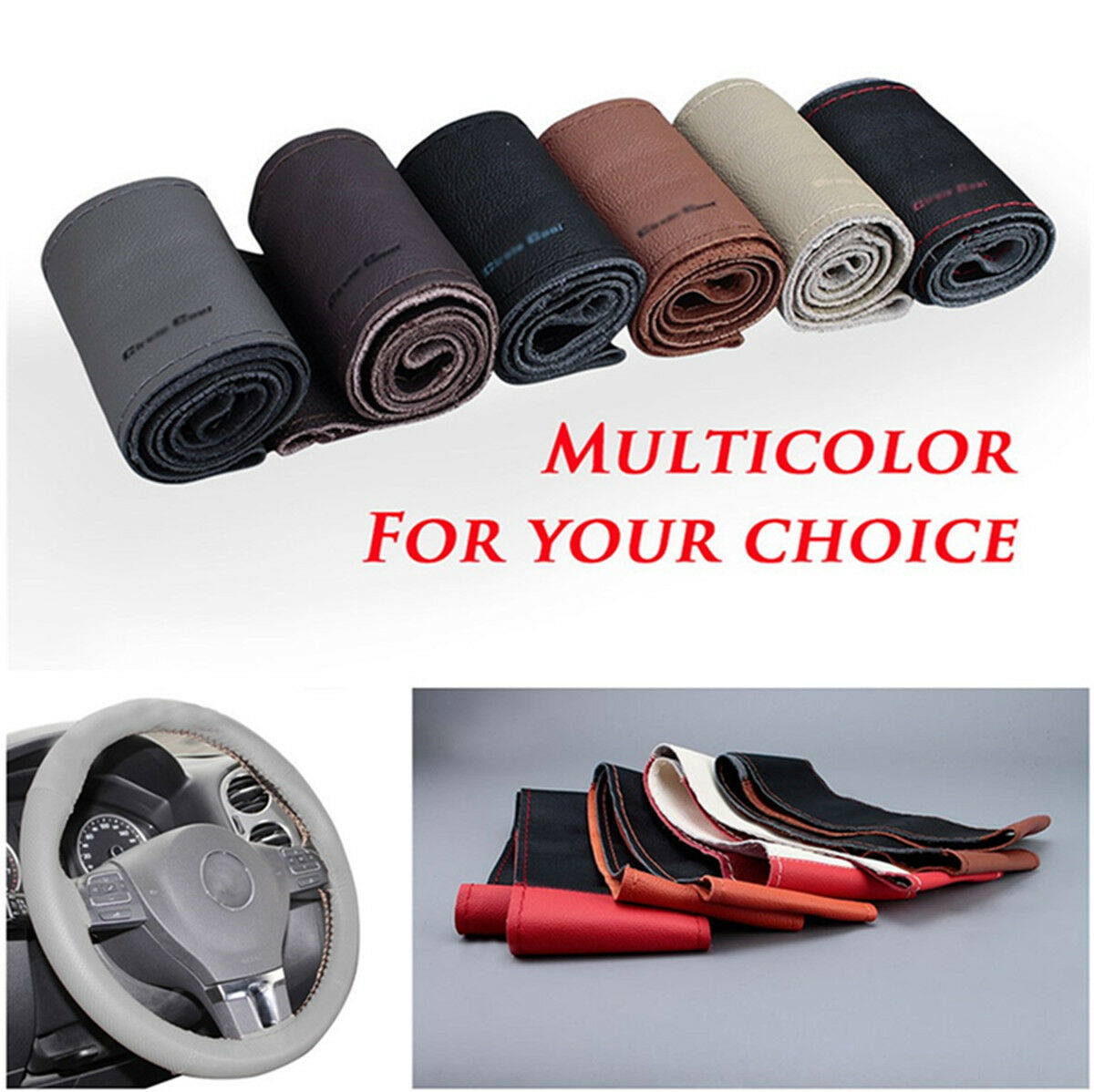 DIY Steering Wheel Covers/ Soft Real Leather Handmade Braid With Needle &Thread