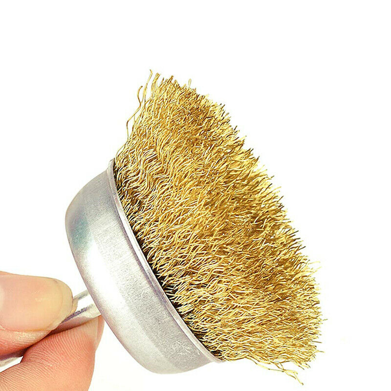 9Pcs Brass Coated Wire Drill Brush Wheel Cup Brush Set 1/4-Inch Shank Rust HN US
