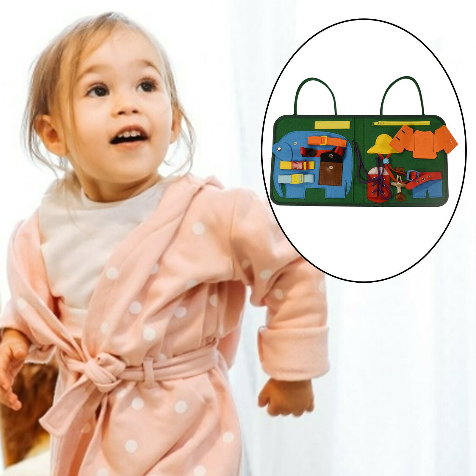Felt Dressing Board Busy Board for Toddlers Activities for Fine Motor Skills,