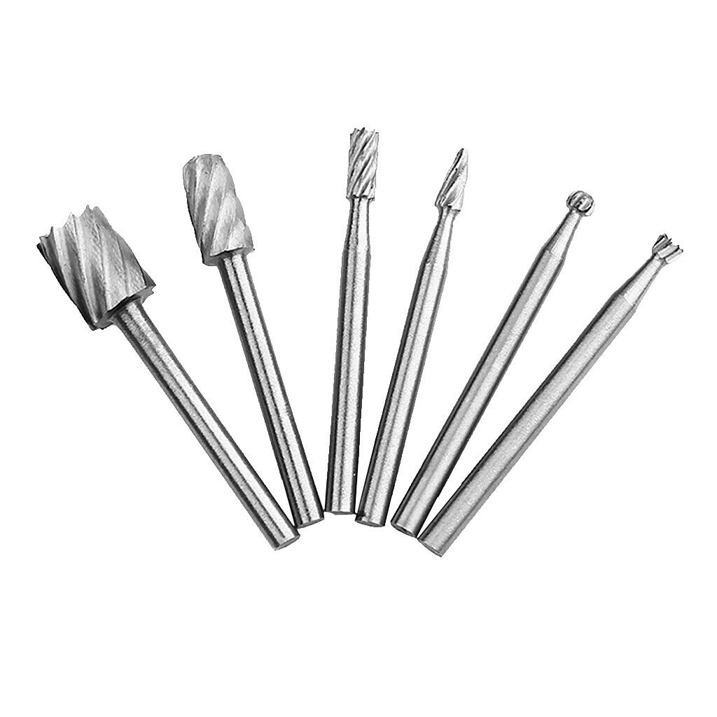 6pieces 1/8 "hss Router Bit Rotary Burr Set Milling Bit Cutting Shaft Tool