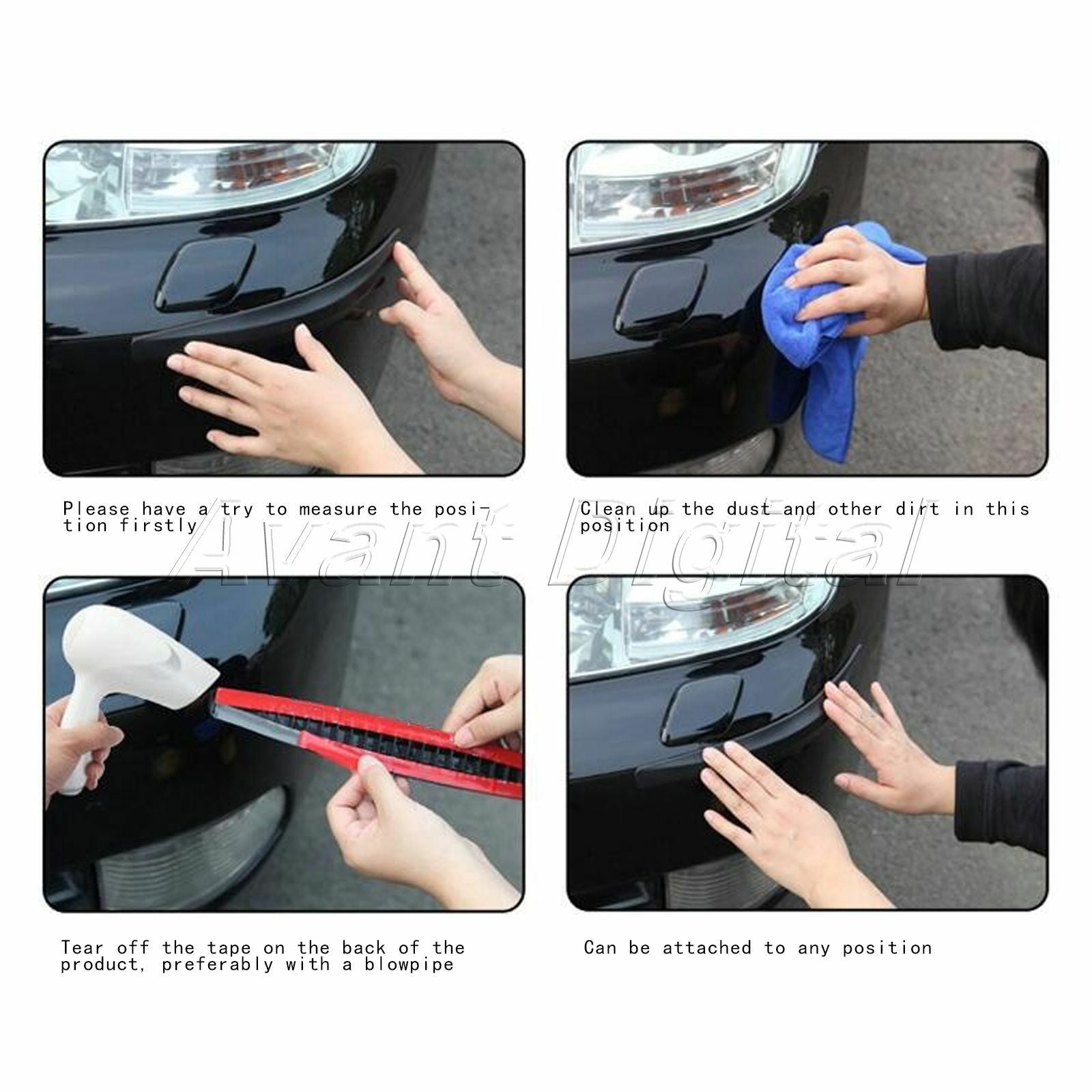 2x Car Rubber Door Guard Bumper Corner Protector Anti-collision Bar Trim Black