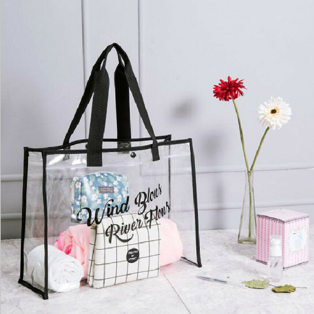 Waterproof Clear Hand Tote Bag for Outdoor Camping Swimming Beach Black