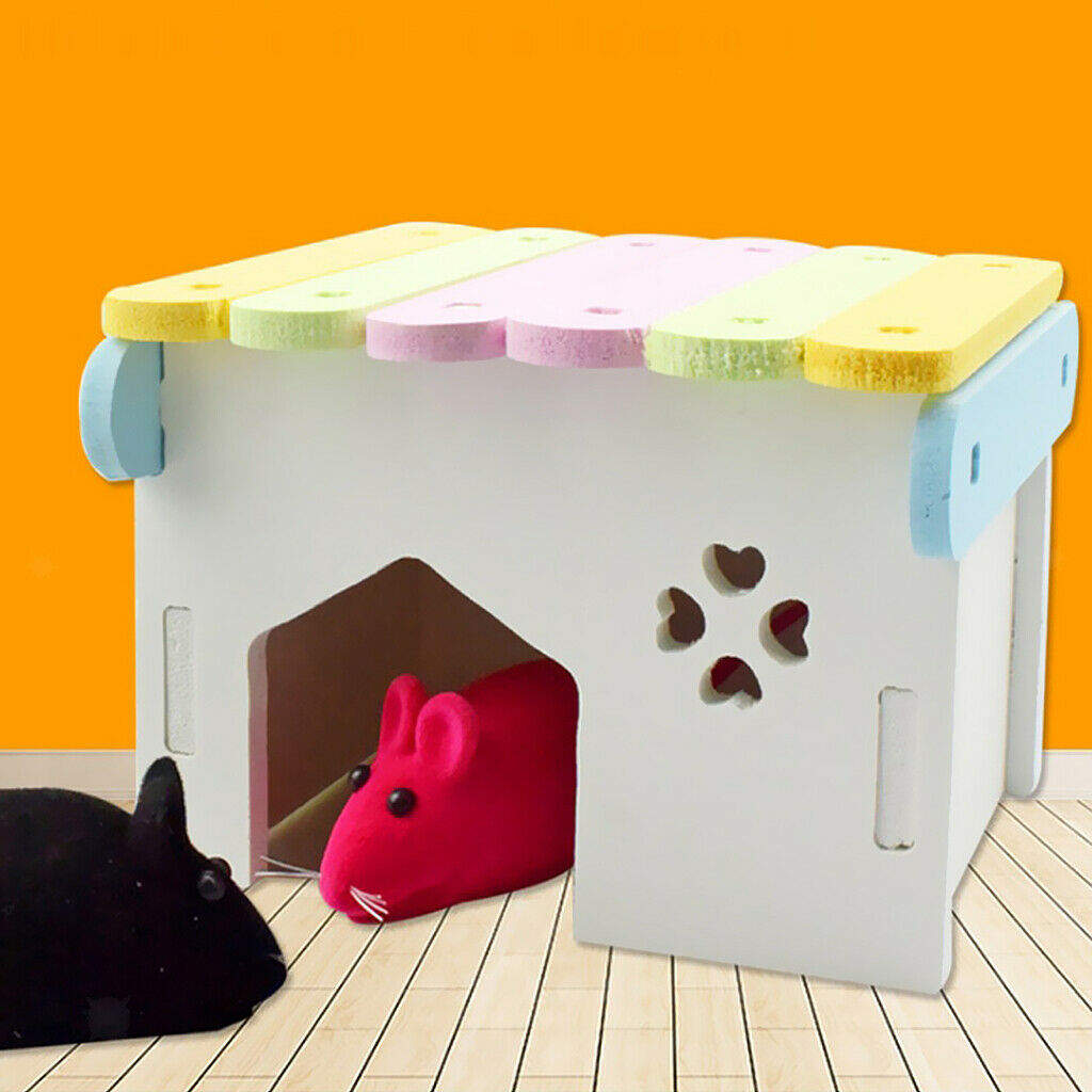 Wooden Hamster House, Small Animal Nesting Habitat Perfect for Rat, Guinea Pigs,