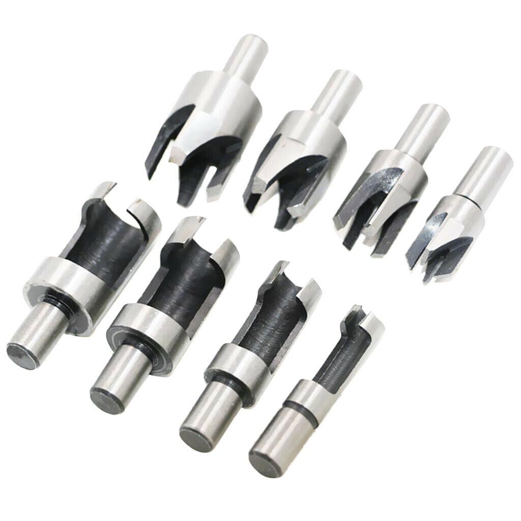 8PCS Carpentry Wood Plug Cutter Straight and Tapered Claw Type Drill Bit Kit