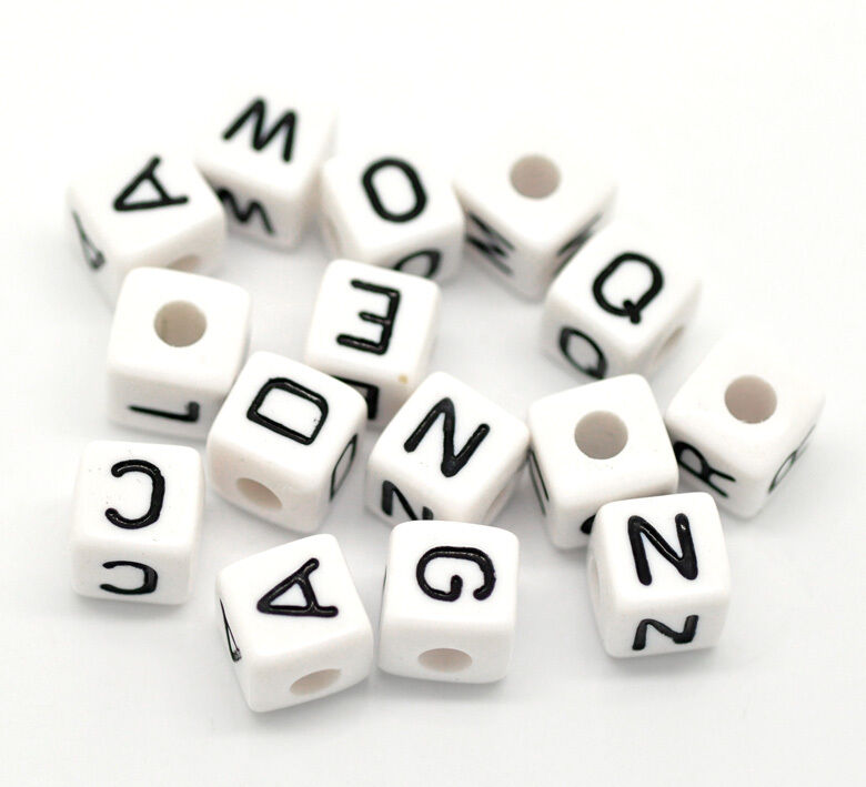 200X Mixed Cubic Acrylic Letter/ Alphabet Spacer Beads 6 x 6mm