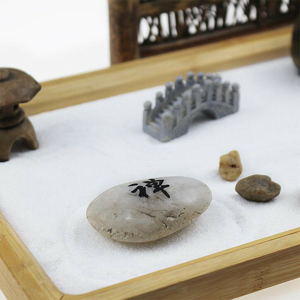 Zen Garden Sandbox Ornament Zen Sand Tray Meditation for Office