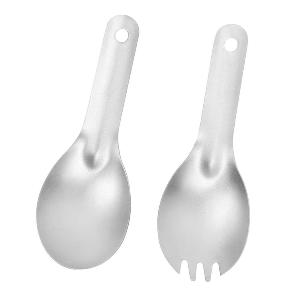 Folding Cutlery Flatware Titanium Spoons Sporks Outdoor Camping Cooking Spork