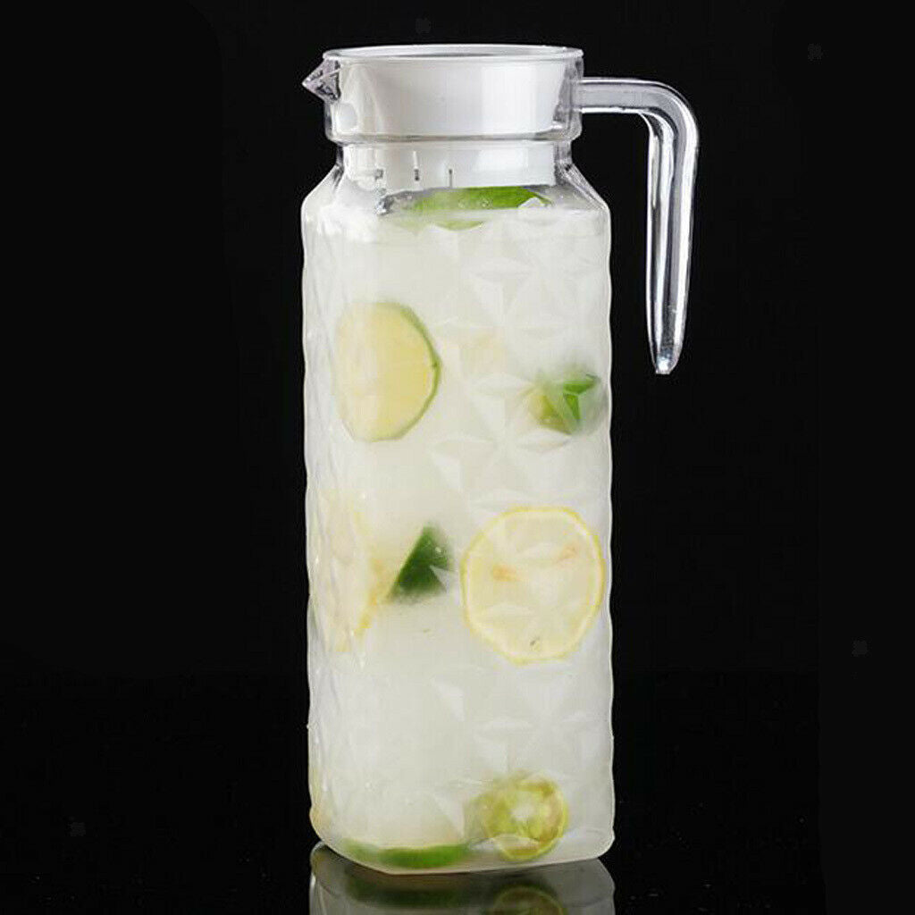 2 Pcs Clear Water Pitcher 1.1Litre Juice Beverage Serving Jar Jugs for Bar
