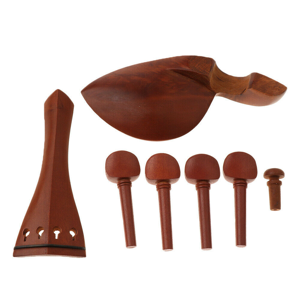 3/4 Jujube Violin Chinrest Tailpiece Tuning Peg End Pin for Violin Fiddle