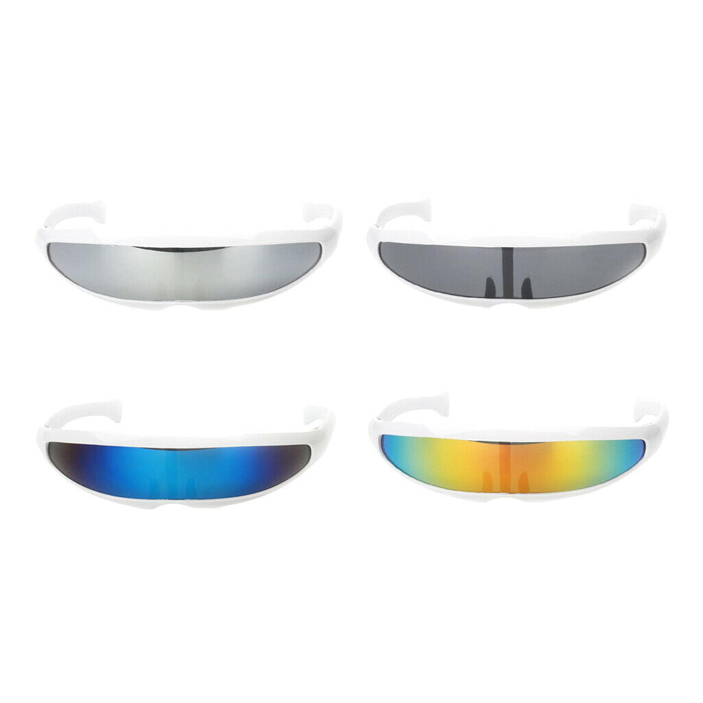 4 Pieces Futuristic Shield Set - Narrow Cyclops Mirrored Lens Visor, Party
