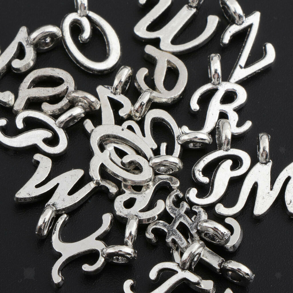 52 Pcs Initial Alphabet Letters Charms Beads Great for DIY
