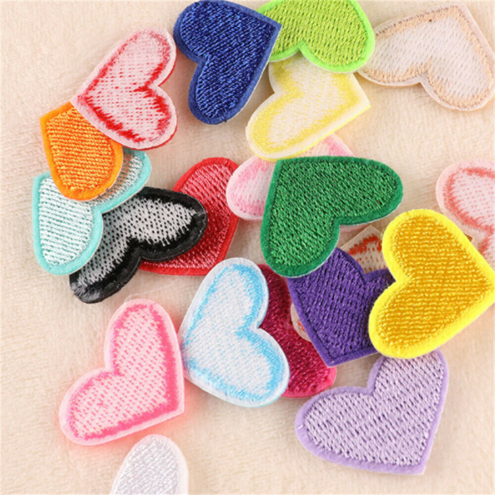 20 Mix Lot Sew On Patches Fabric Hearts For Crafts Embellishments Decors 20x26mm