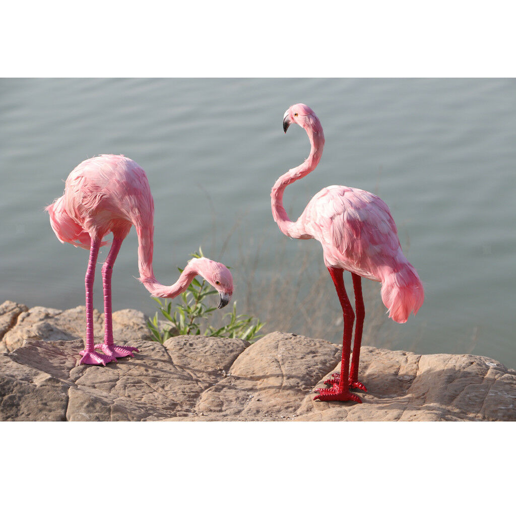 Artificial Feathered Looking Up Flamingo Lawn Garden Ornament Decor Pink