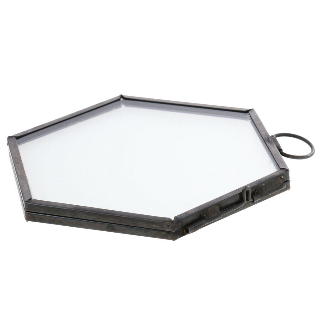 Pieces of 2 Modern Hanging Hexagon Glass Metal Photo Frame Home Decor