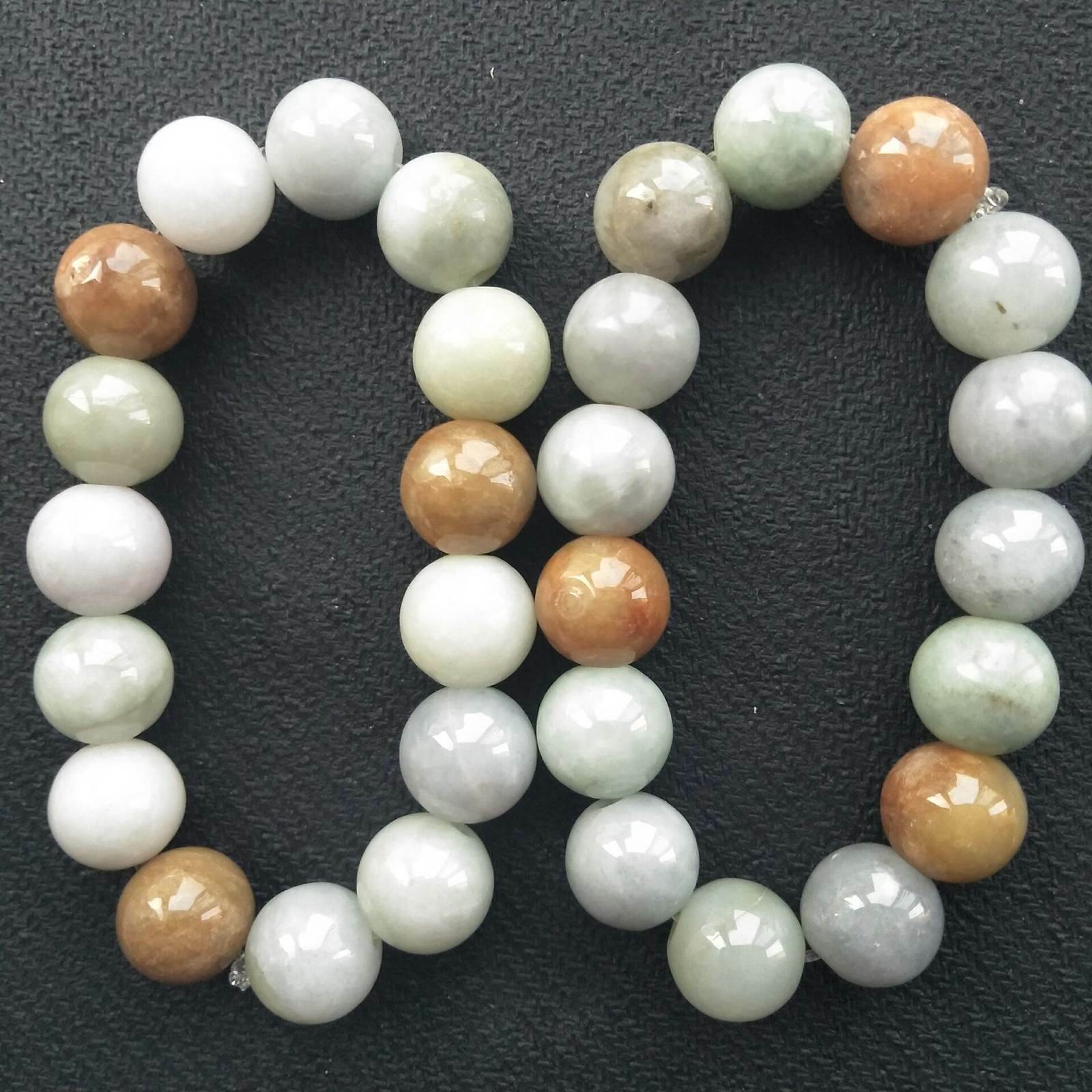 100% Natural Grade A Jade Jadeite 12-13mm Beads Bangle Bracelet AA+