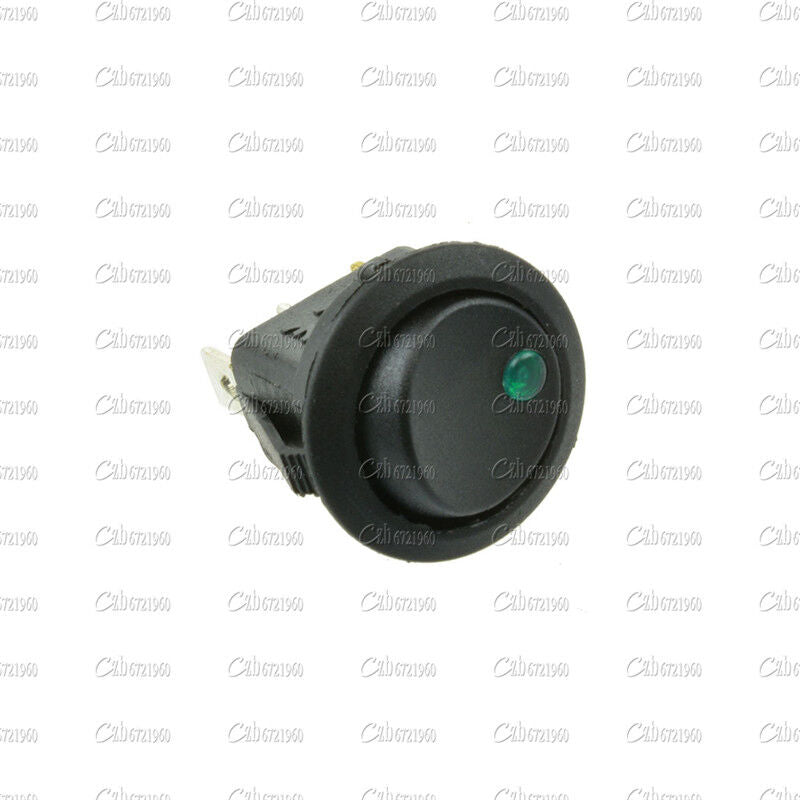 5Pcs Green 12V LED Dot Light Auto Car Boat Round Rocker ON-OFF Toggle Switch