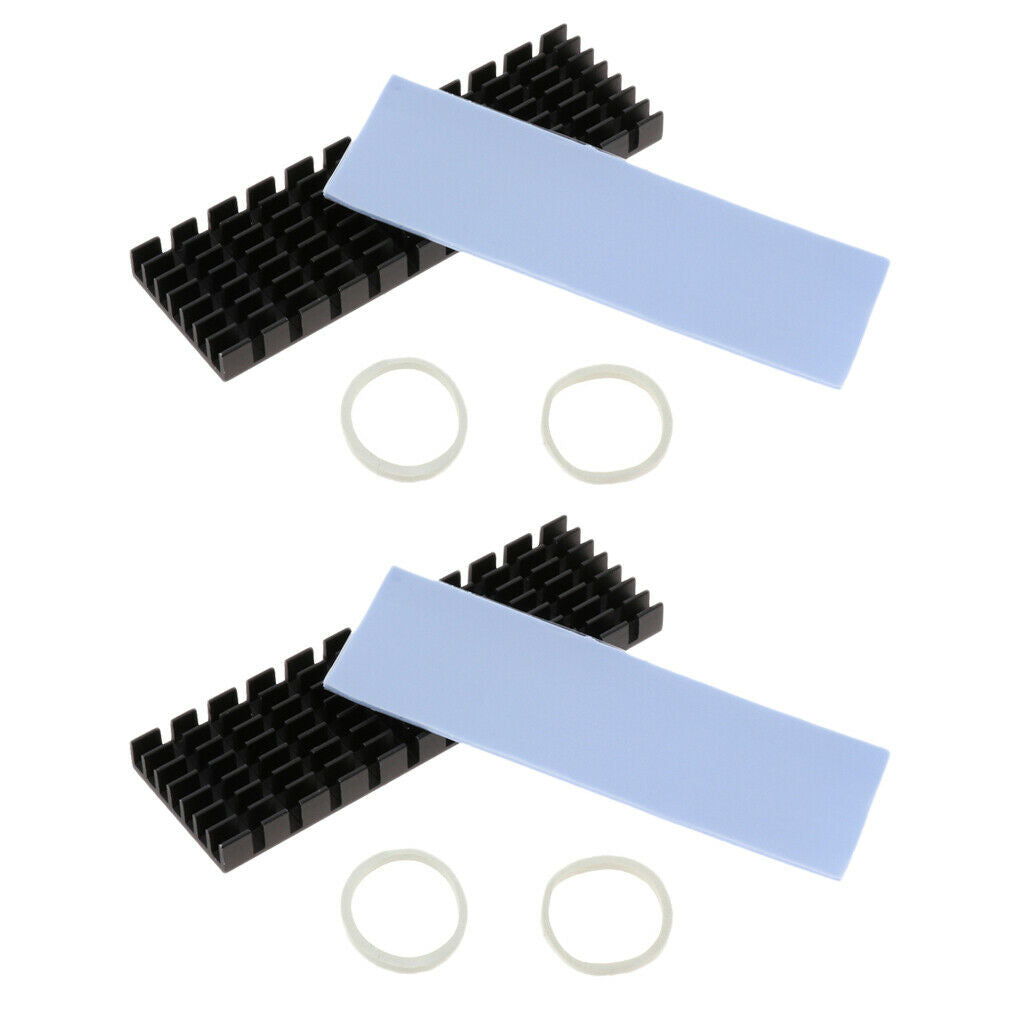 2 Pieces M.2 NGFF 2280 PCIe SSD Aluminum Heat Sink Thermal Pad Radiator