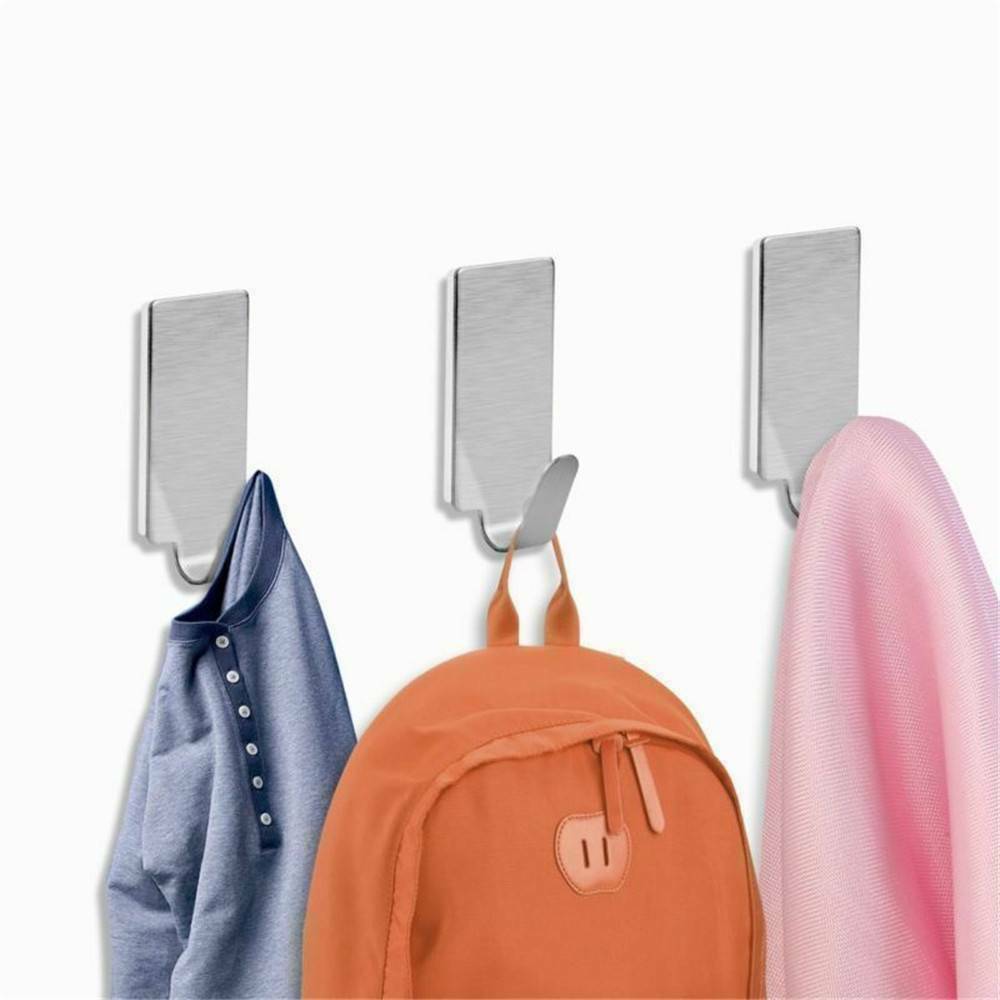 6PCS Stainless Steel Adhesive Home Kitchen Wall Door Stick Holder Hook Hanger