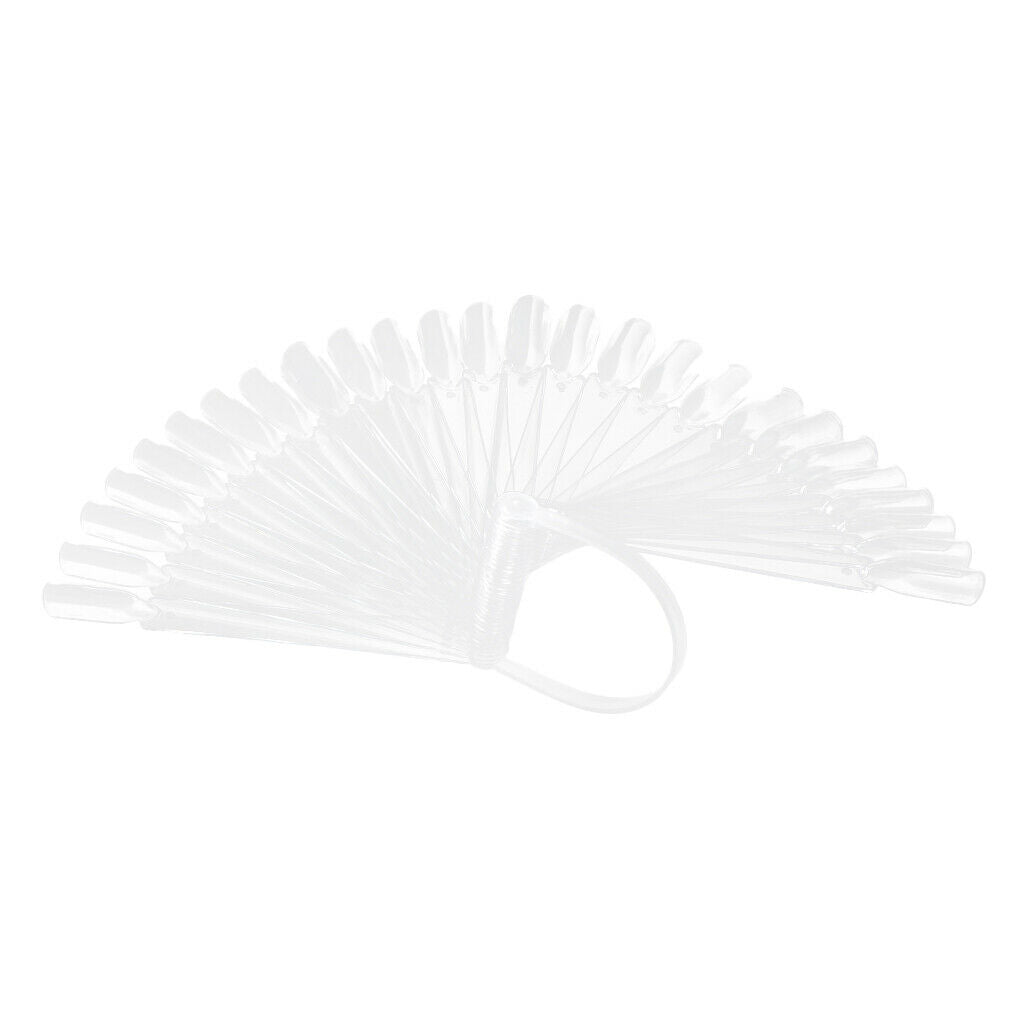 64 Pieces Fan-shaped Plastic Nail Art Tips Display Board Practice Sticks