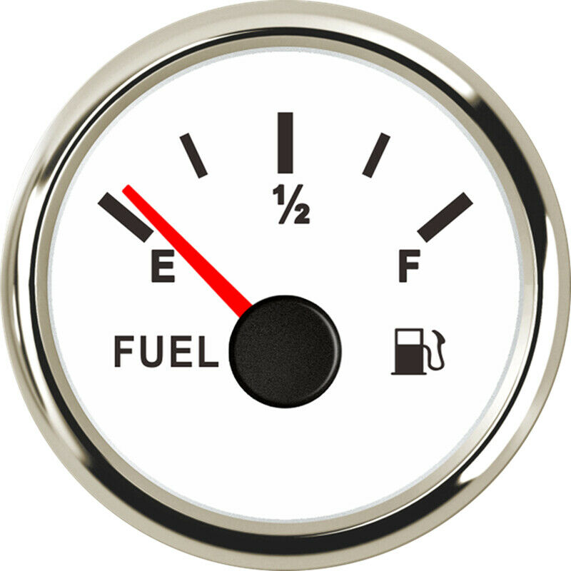 52mm/2" Fuel Level Gauge Signal Adjustable Empty-Full for Car Truck Marine White
