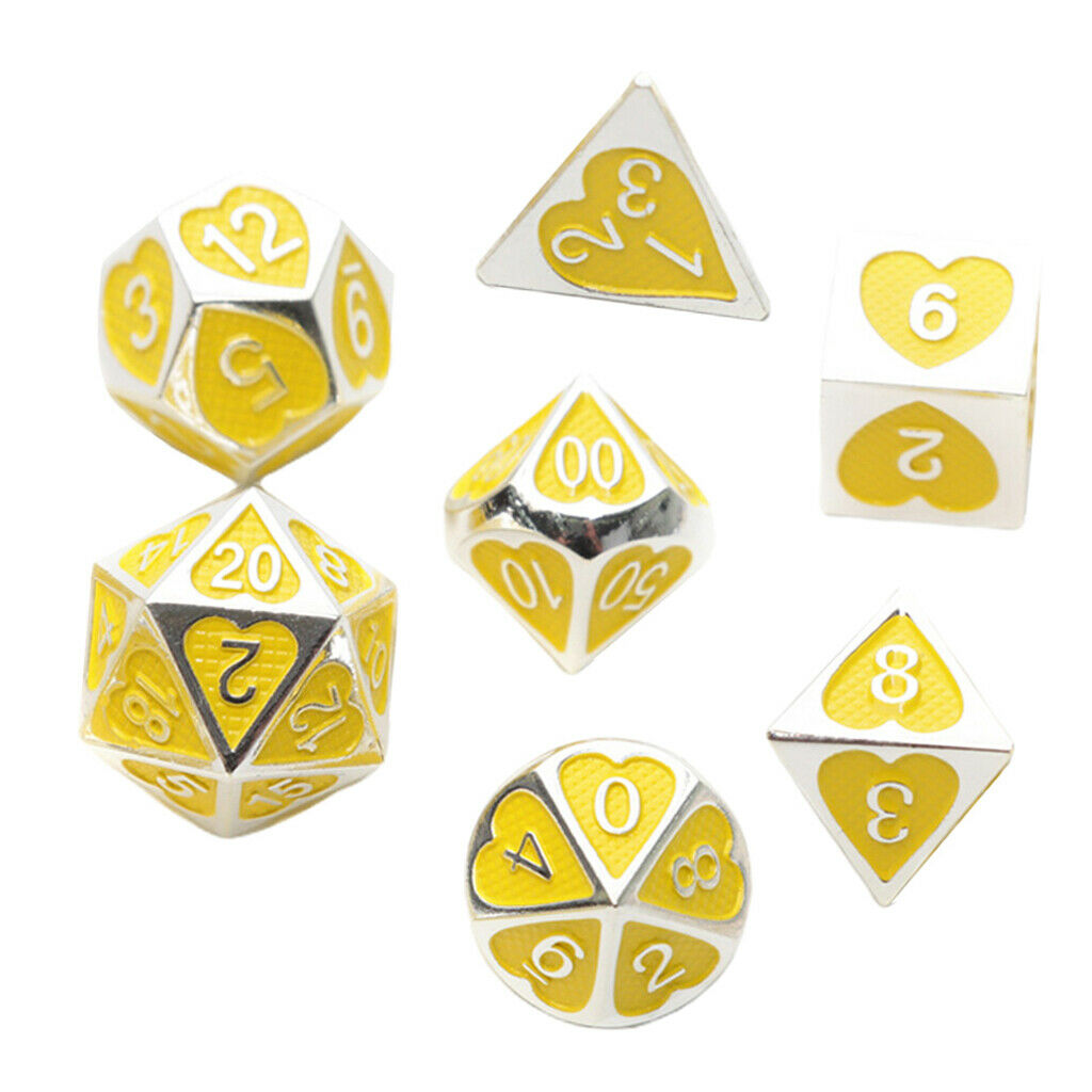 Set of 7 Heart Shape Multi Side Dice Set for MTG DND RPG Party Supplies A