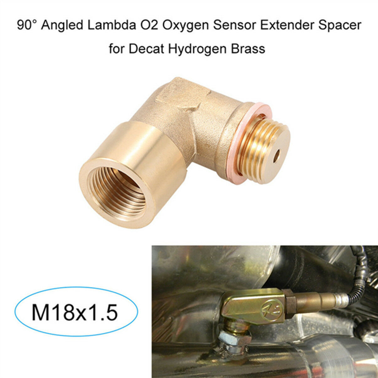 90 Angled O2 Oxygen Sensor Extender Spacer for Decat Hydrogen Brass M18x1