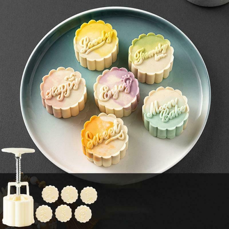50g Mooncake Molds for Mid-Autumn DIY Pastry with 6 PCS Round Mooncake Stamps