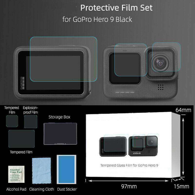 Clear Glass Tempered Film Lens Protector Screen for Gopro Hero 9 Sports Camera !
