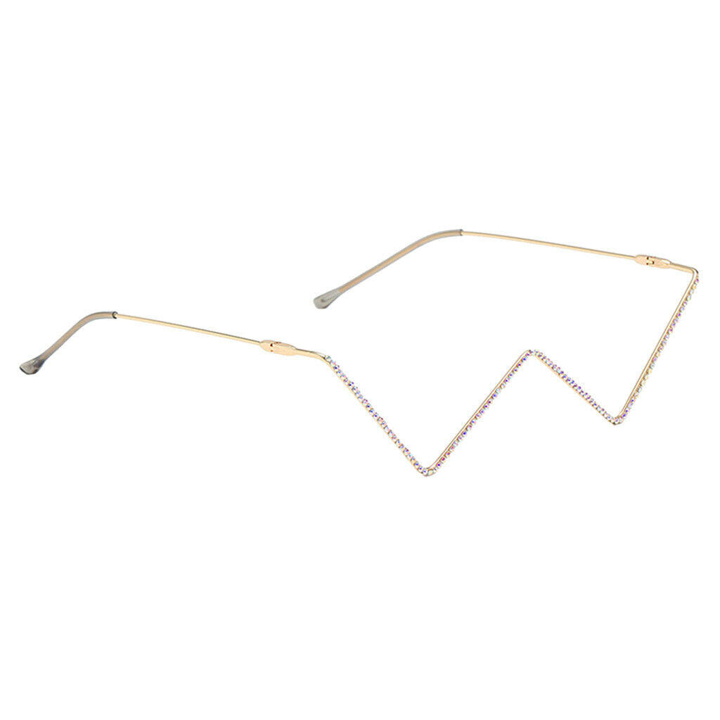 2pcs Womens Sparkling Eye Glasses W Shape Small Metal Frame Party Designer