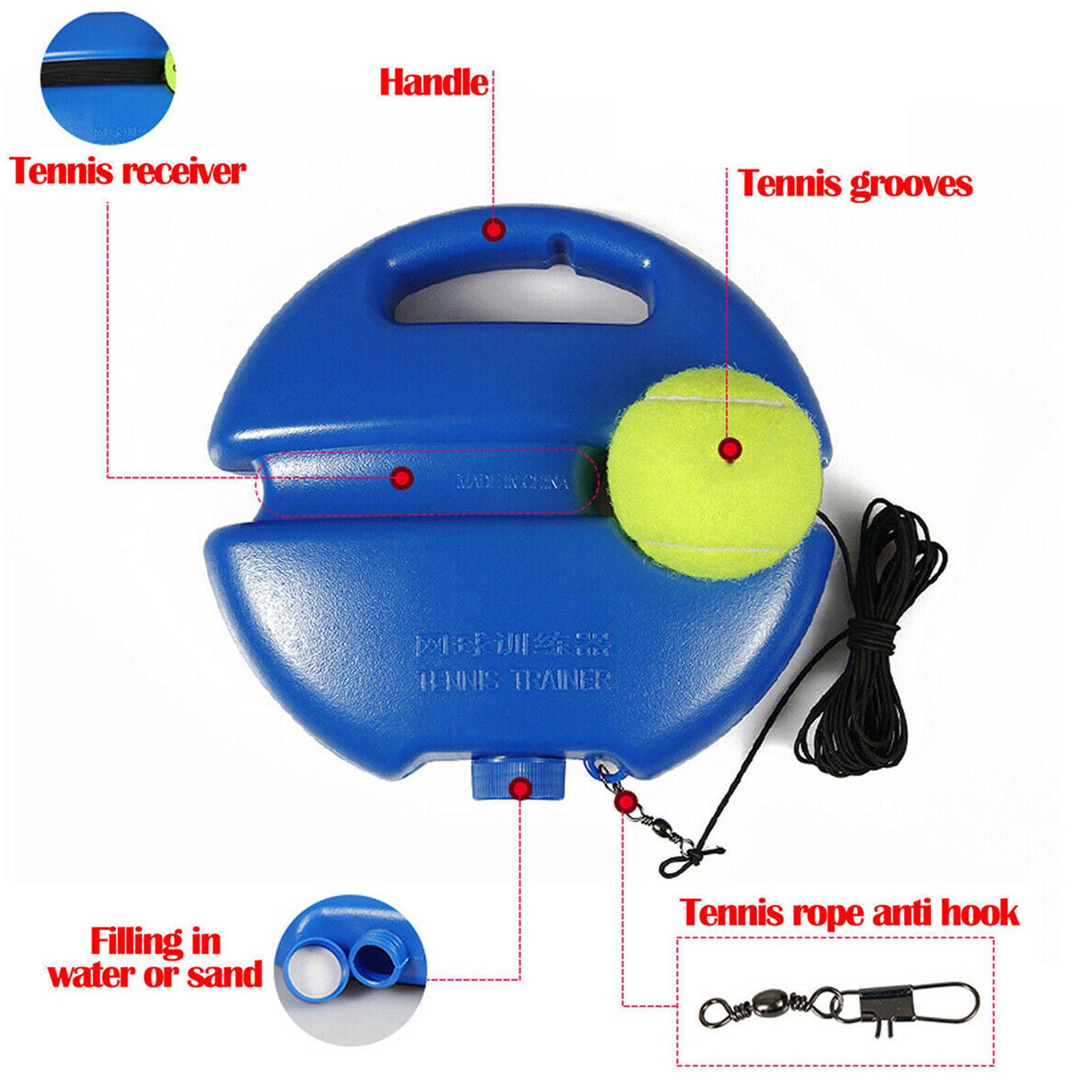 Singles Tennis Training Practice Ball Baseboard Base Trainer + String Tennis new