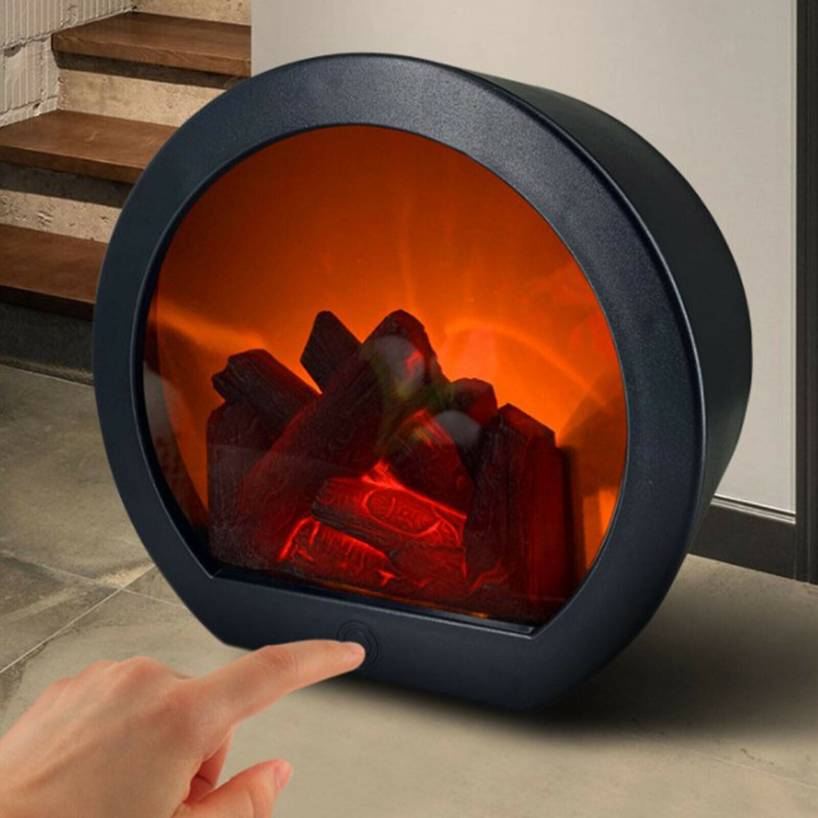 Realistic Flickering Flame LED Light Table Night Lamp Home Office Decoration