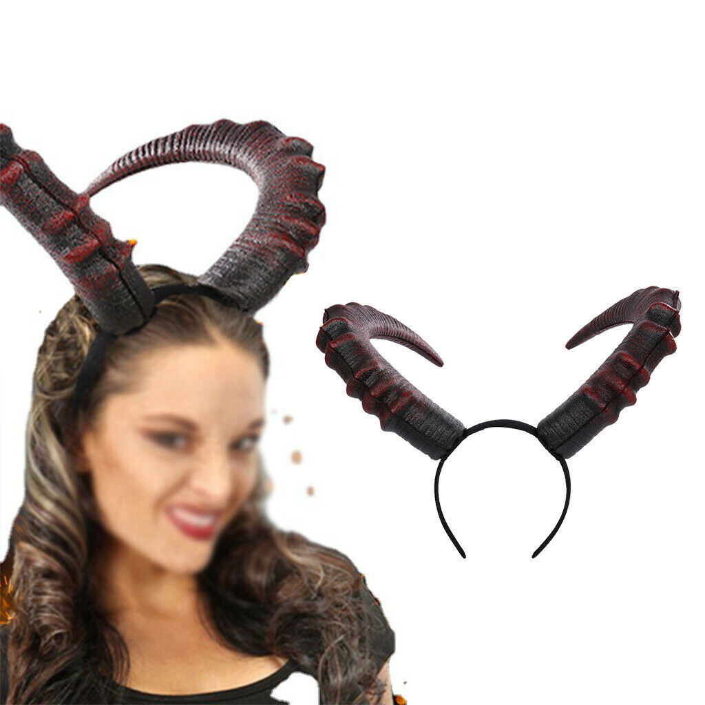 Long Devil Horn Headband Ox Horn Hair Hoop Dress for Halloween Costume