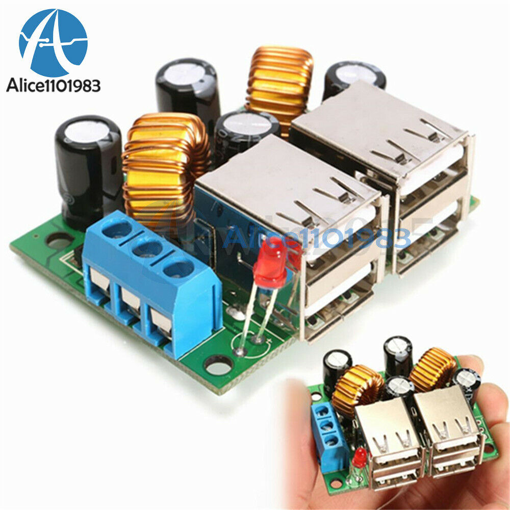 5PCS 4-USB Port Step-down Power Supply Converter Board DC 12V 24V 40V to 5V 5A