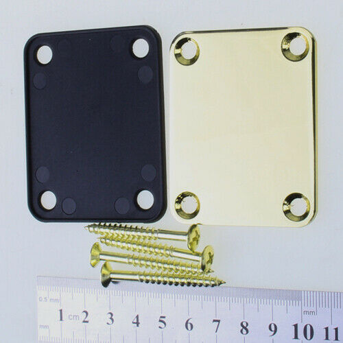 Golden 4 Holes Neck Plate W/ Screws For  Electric Guitar