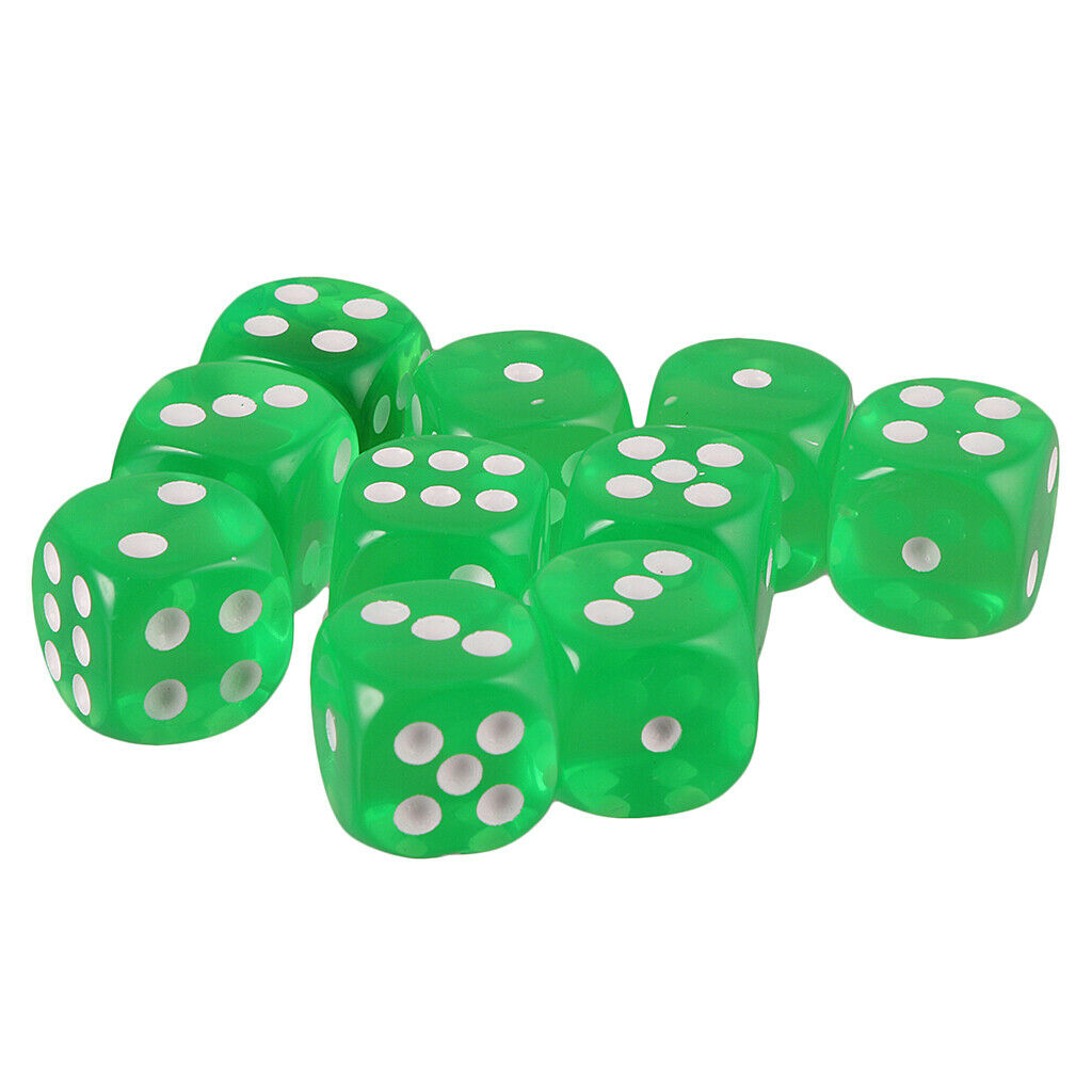 Acrylic Six Side Dice D6 16mm for Board Game Toys RPG DND Games Grass Green