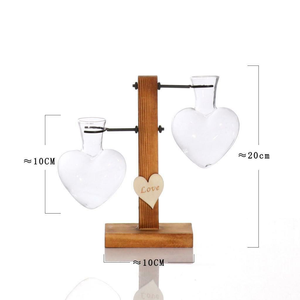 Glass Terrariumin Test Tube Vase in Wooden Stand Planter Hydroponic Plants