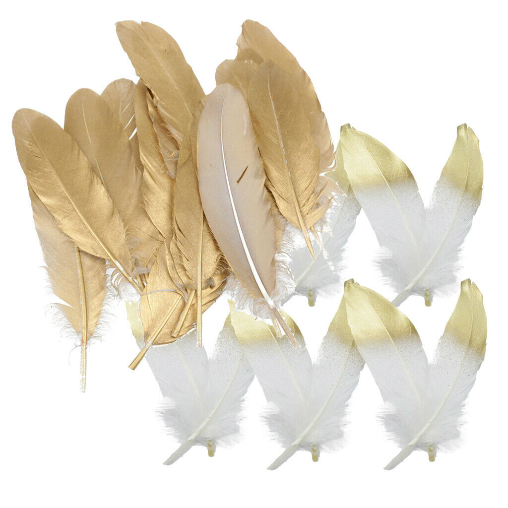 24x Dyed Natural Goose Feather for Millinery DIY Craft Sewing White